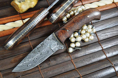 Custom Handmade Damascus Steel EDC Skinning Knife