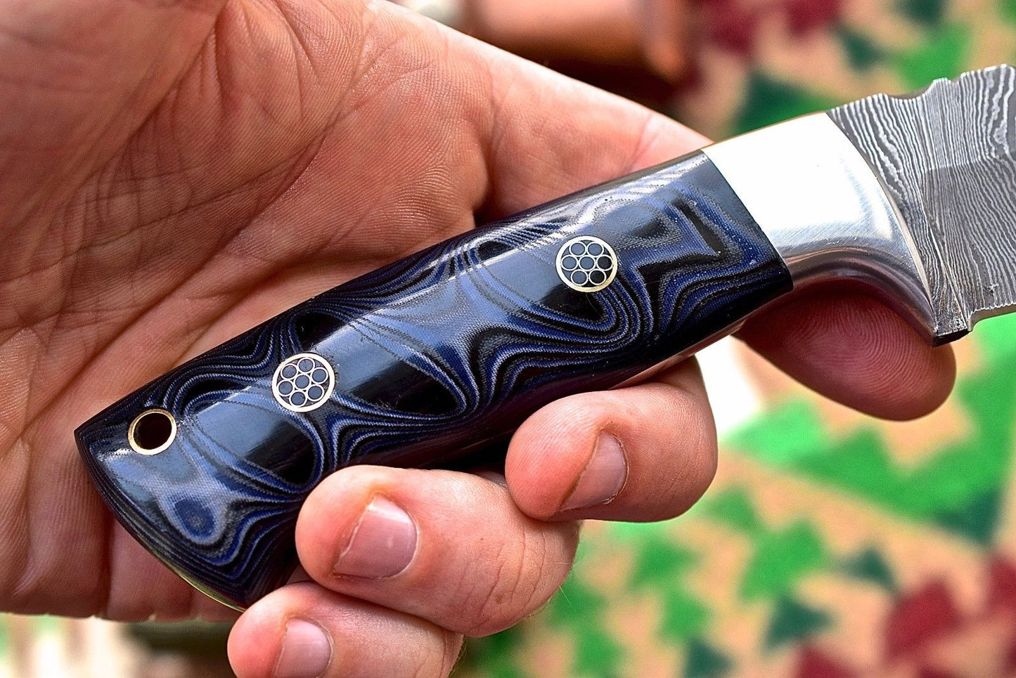 Custom Handmade Damascus Bushcraft Hunting Skinning Skinner Micarta Knife