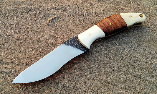 Custom Handmade Hunting Knife with Stone Texture Blade
