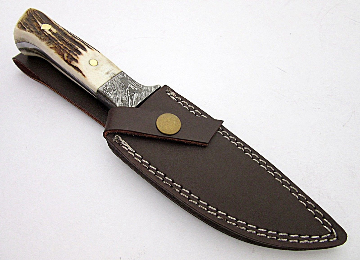 Damascus steel fire twist hunting knife