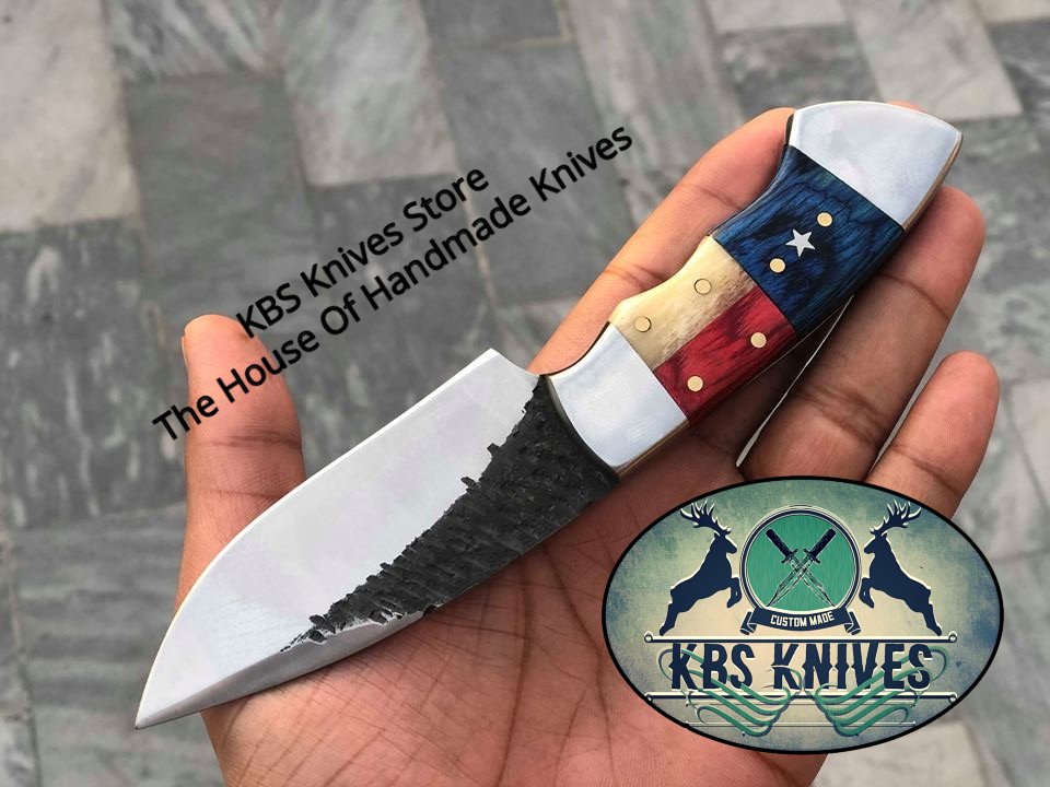 Custom Handmade 1095 Hand Forged Steel Texas Handle EDC Skinner Knife