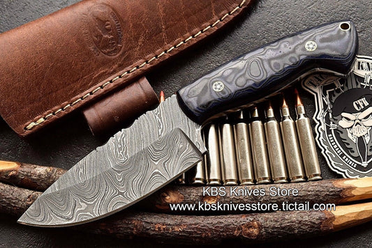 Custom Handmade Twist Damascus WIDE Deer - Elk Hunting Skinner EDC Knife