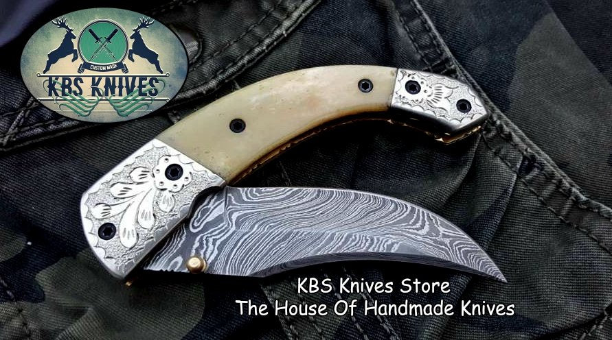 Custom Handmade Damascus Steel Folding Pocket Knife