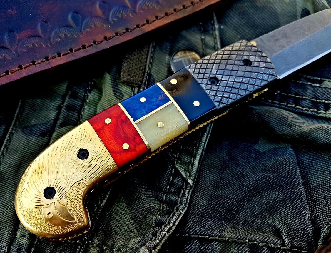 Custom Handmade Damascus Blade Folding Pocket Knife