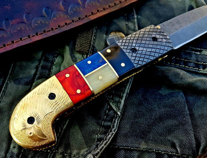 Custom Handmade Damascus Blade Folding Pocket Knife