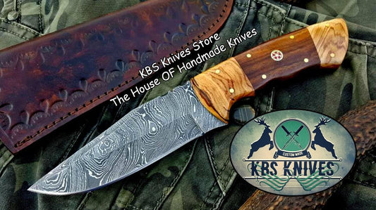 Custom Handmade Twist Damascus Steel Hunting Skinning Knife