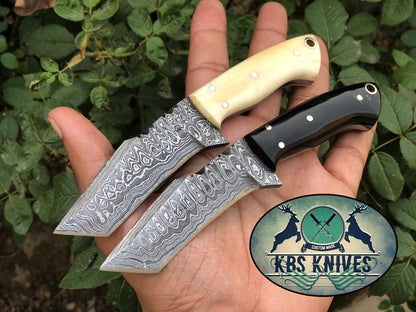 Beautiful Custom Handmade Damascus Steel EDC Tanto Blade Knives