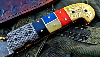 Custom Handmade Damascus Blade Folding Pocket Knife
