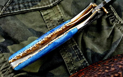 Custom Handmade Damascus Steel Folding Pocket Knife