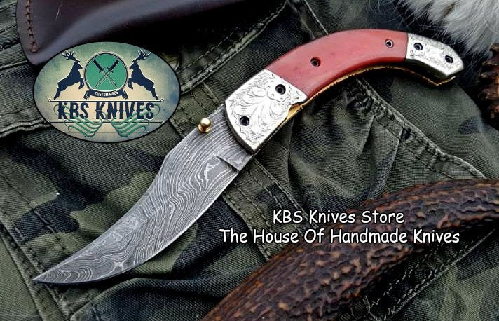 Custom Handmade Damascus Steel Folding Pocket Knife