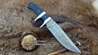 Stealth Hunter Custom Handmade Damascus Fixed-Blade Hunting Knife for Hunters 10 Inches KBS Knives Store