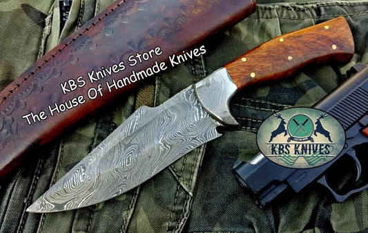 Custom Handmade Damascus Steel Hunting Skinning Camping Knife