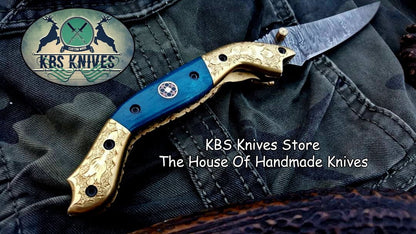 Custom Handmade Damascus Steel Folding Pocket Knife