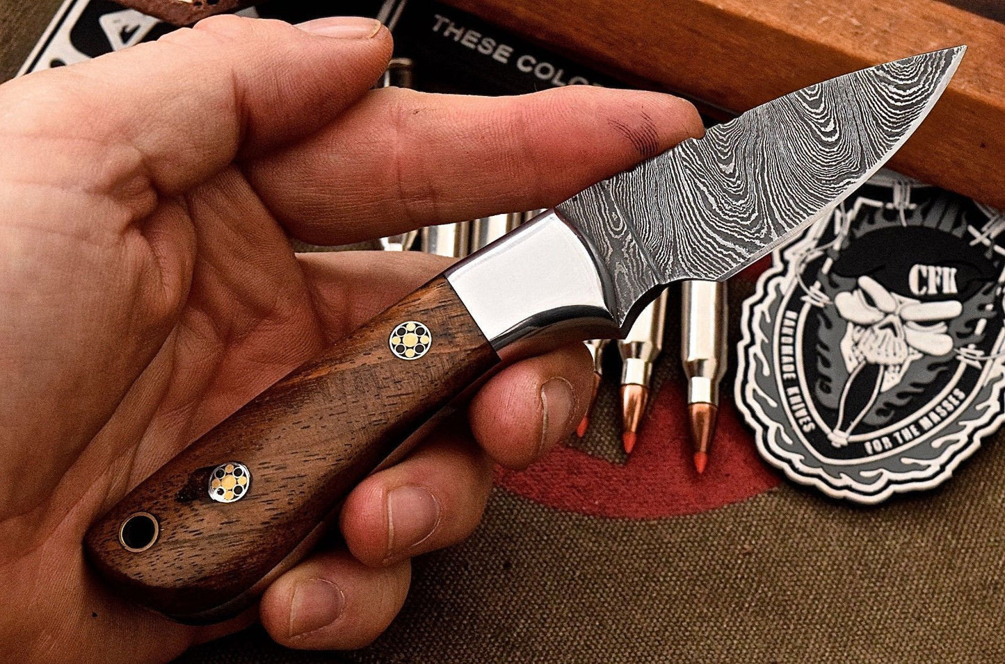 Custom Handmade Damascus Steel Skinning/Camping/Hunting Knife