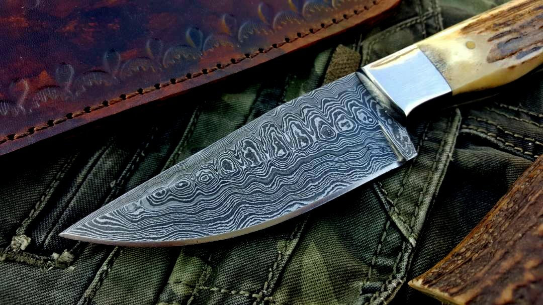 Custom Handmade Twist Damascus Steel EDC Skinning Knife
