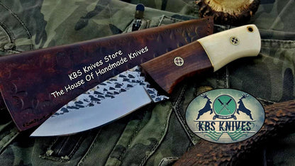 Custom Handmade Hammered 1095 High Carbon Steel Hunting Knife