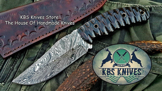 Custom Handmade Firestorm Damascus Steel Hunting Skinning Knife
