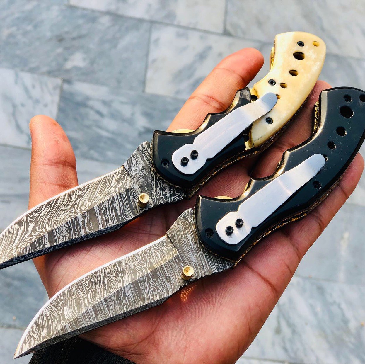 Custom Handmade Damascus Blade EDC Folding Pocket Knife With Pocket Clip