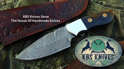 Custom Handmade Twist Damascus Steel Hunting Skinning Knife