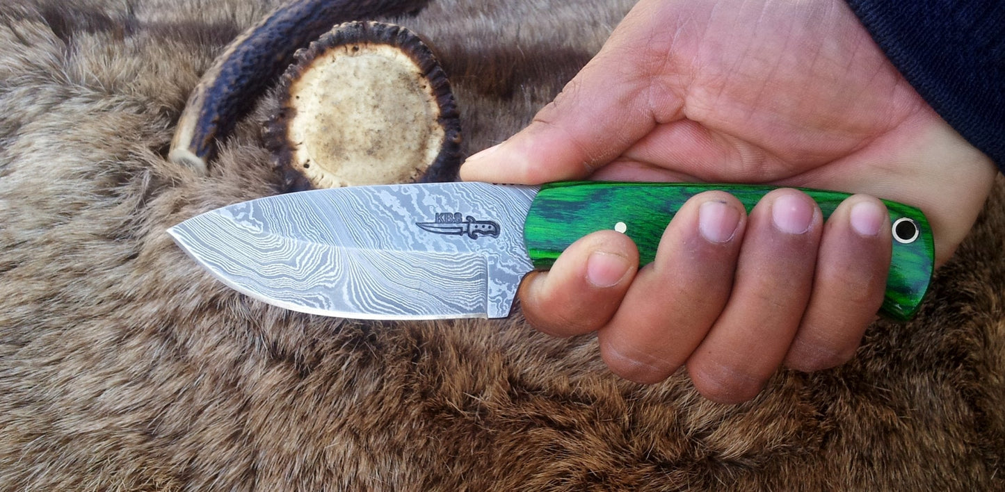 Custom Handcrafted Full Tang Damascus Steel Bushcraft Knife