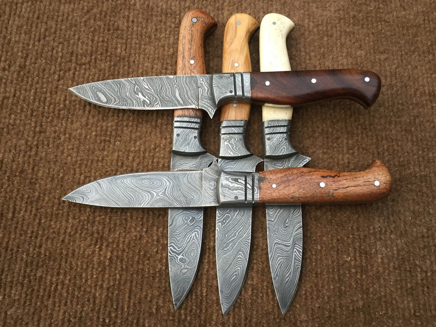 Beautiful Custom Handmade Damascus Steel Steak Knives