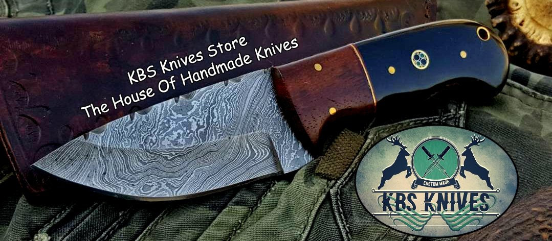 Custom Handmade Damascus Steel Hunting Skinning Knife