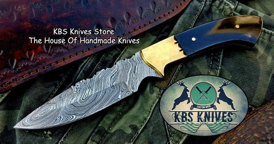 Custom Handmade Twist Damascus Steel Narrow Blade Hunting Knife