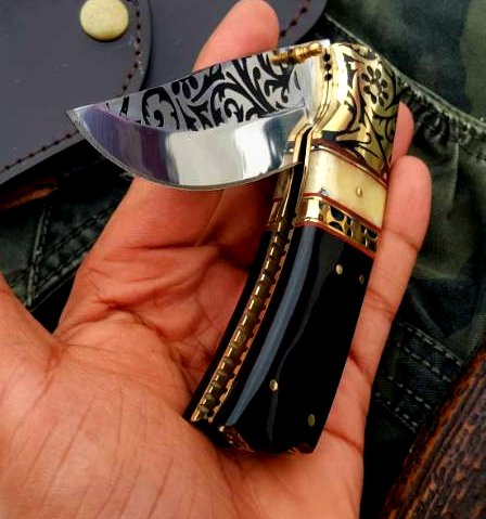 Custom Handmade D2 High Polished Steel Folding Pocket Knife