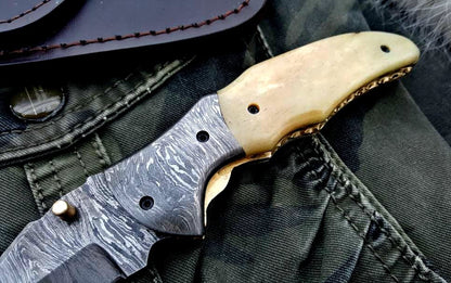 Custom Handmade Damascus Steel Folding Pocket Knife