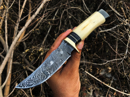 New Custom Handmade Damascus Steel Hunting Knife