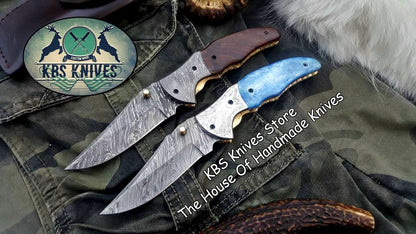 Custom Handmade Damascus Steel Folding Pocket Knives ( Deal )