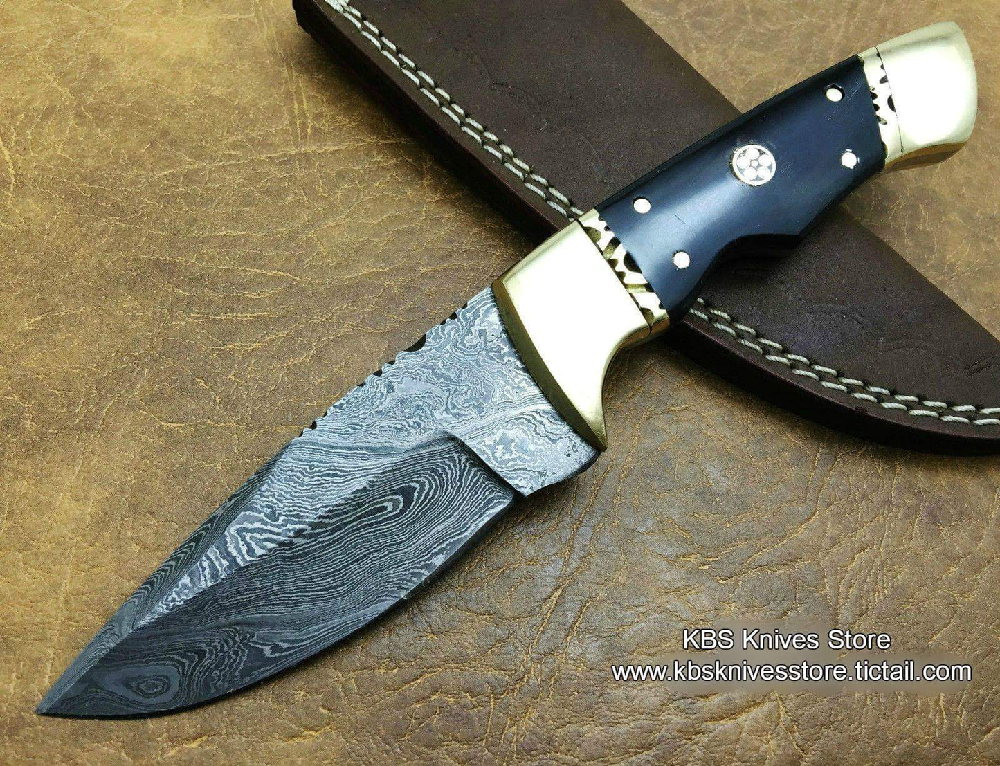 Custom Handmade Hunters Knife with Leather Sheath