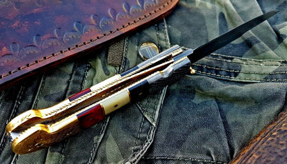 Custom Handmade Damascus Blade Folding Pocket Knife