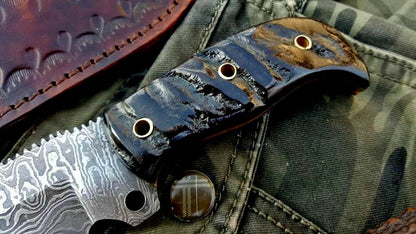 Custom Handmade Damascus Steel Hunting Skinning Camping Knife