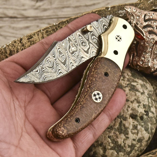 Everyday Carry Titan Edge Custom Damascus Folding Knife