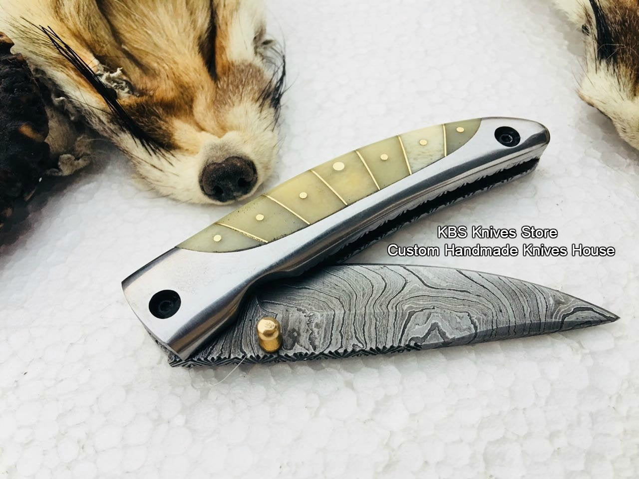 Custom Handmade Damascus Steel Blade Folding Pocket Knife