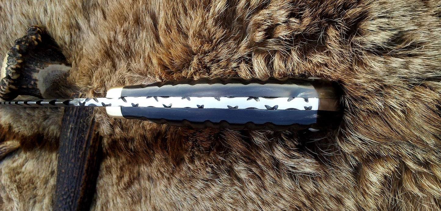 Damascus Kukri for Sale – 15" Buffalo Horn Handle