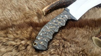 The Ultimate Boar Slayer: Custom Handmade D2 Steel Fixed-Blade Pig Hunting Knife | Exotic Wood Handle | 11.5 Inches | KBS Knives