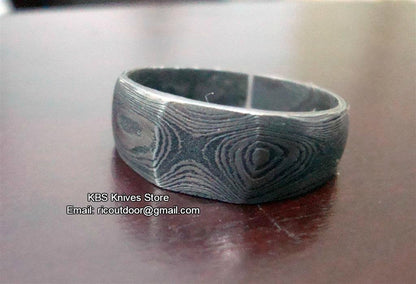 Custom Damascus Steel Anniversary Rings