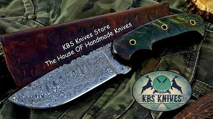 Custom Handmade Damascus Steel Hunting Skinning Camping Knife