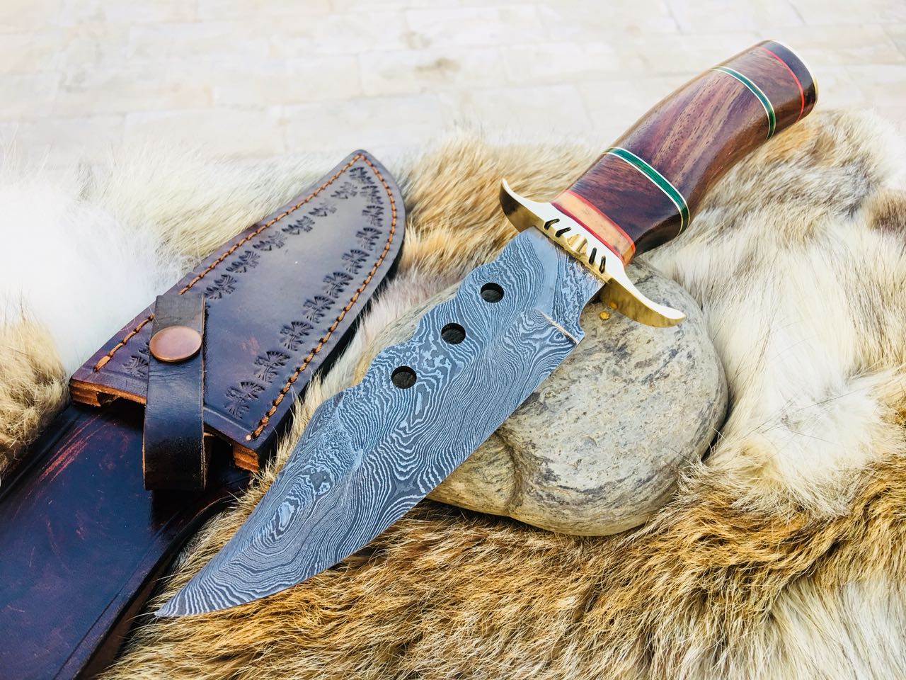Custom Handmade Hunting Knife with Walnut Wood Handle