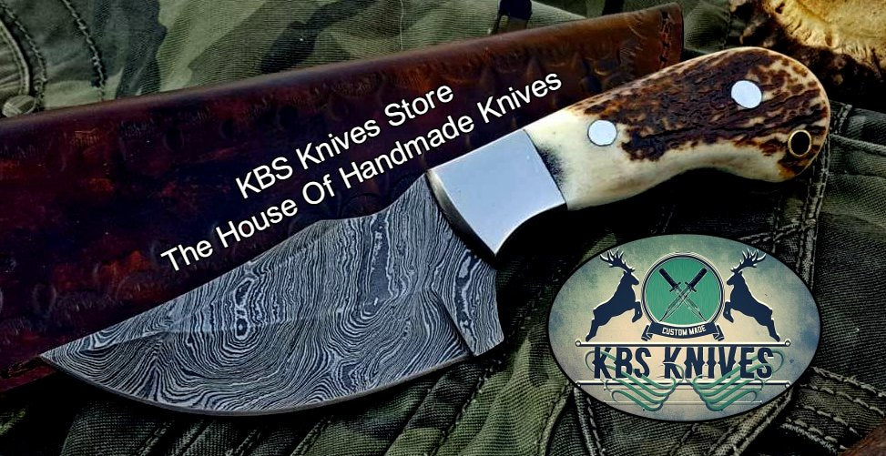 Custom Handmade Twist Damascus Steel Skinner Knife