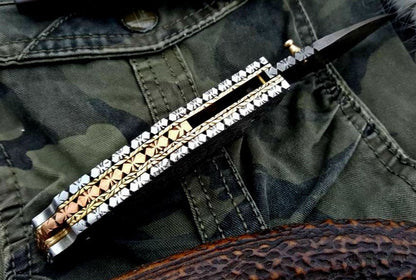 Custom Handmade Damascus Steel Folding Pocket Knife