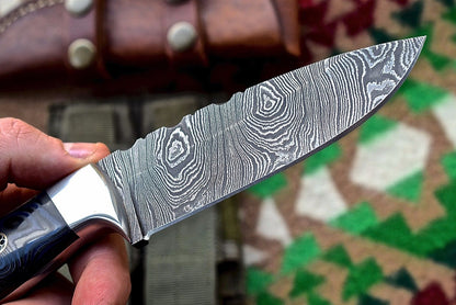Custom Handmade Damascus Bushcraft Hunting Skinning Skinner Micarta Knife