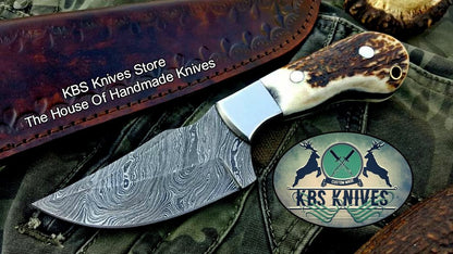 Custom Handmade Twist Damascus Steel Skinner Knife