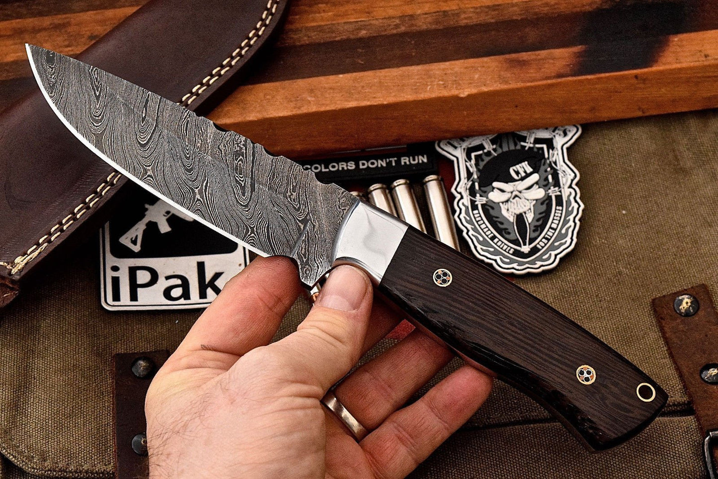 Custom Handmade Damascus Steel Skinning/Camping/Hunting Knife