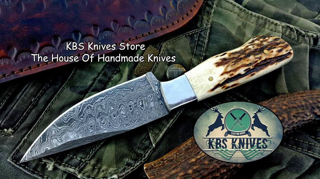 Custom Handmade Twist Damascus Steel EDC Skinning Knife