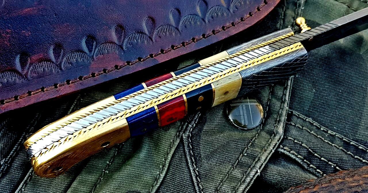 Custom Handmade Damascus Blade Folding Pocket Knife