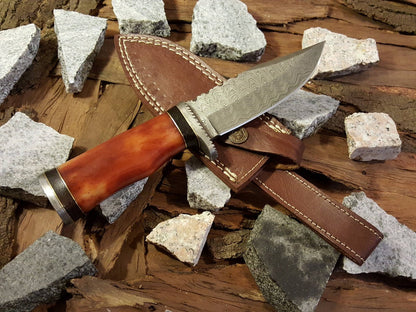 Custom Handmade Hunting Knife with Damascus Steel Blade