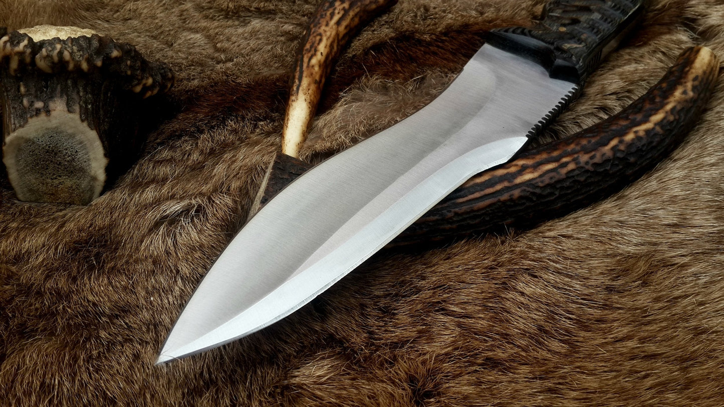 The Ultimate Boar Slayer: Custom Handmade D2 Steel Fixed-Blade Pig Hunting Knife | Exotic Wood Handle | 11.5 Inches | KBS Knives